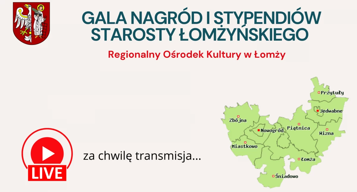 [NA ŻYWO] Gala Nagród i Stypendiów Starosty Łomżyńskiego