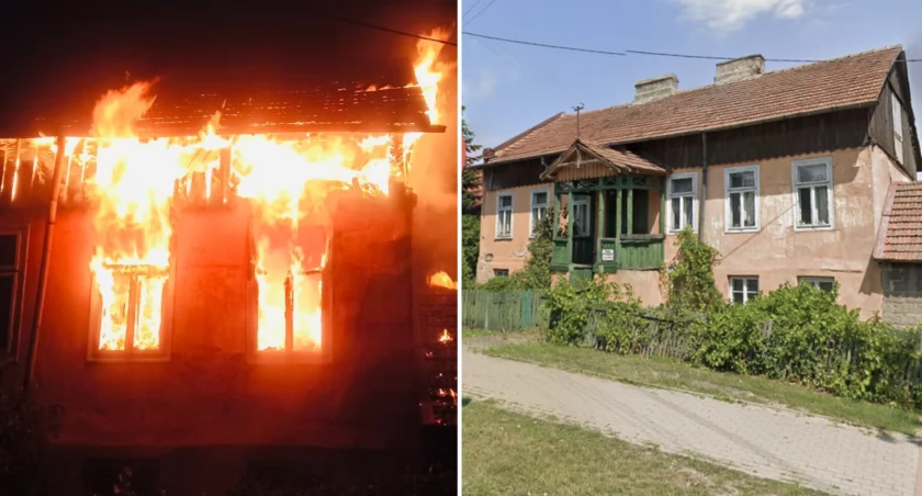 Nocny pożar w Łomży. Spłonął budynek z zegarem słonecznym [FOTO]