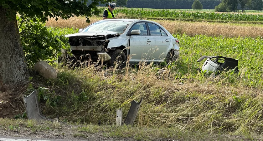 Wypadek na trasie Nowogród - Miastkowo: Kobieta trafiła do szpitala po uderzeniu w drzewo [FOTO]