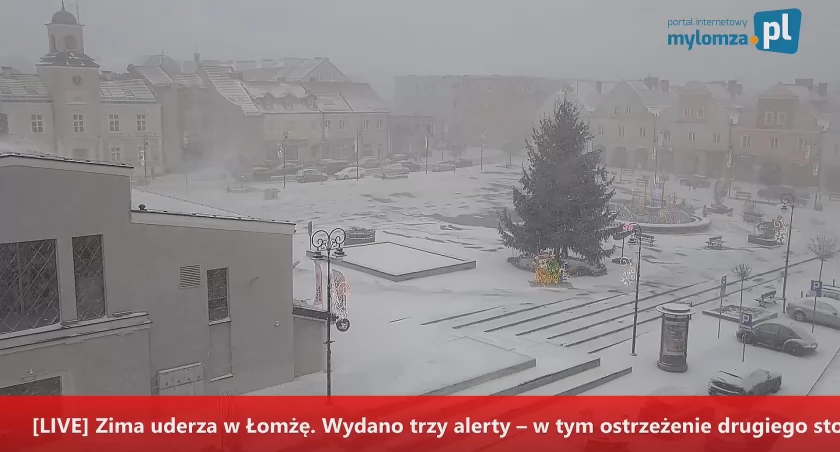 Zima uderza w Łomżę i region. Wydano trzy alerty – w tym ostrzeżenie drugiego stopnia!