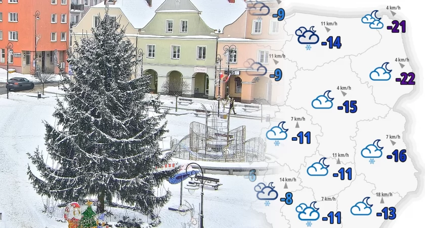 Zima atakuje z pełną mocą: Siarczysty mróz nadciąga nad Łomżę. Słupki rtęci spadną do -22°C!