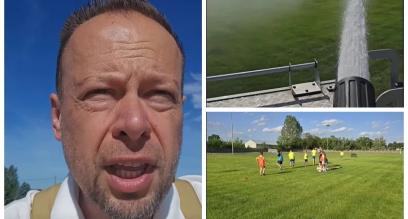 Miastkowo ma boisko z prawdziwego zdarzenia. Wójt złapał za węża i podlewał murawę!