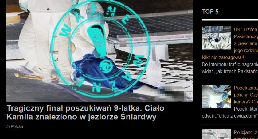 Makabryczny fake news: 9-latek z Łomży wyłowiony z jeziora Śniardwy!