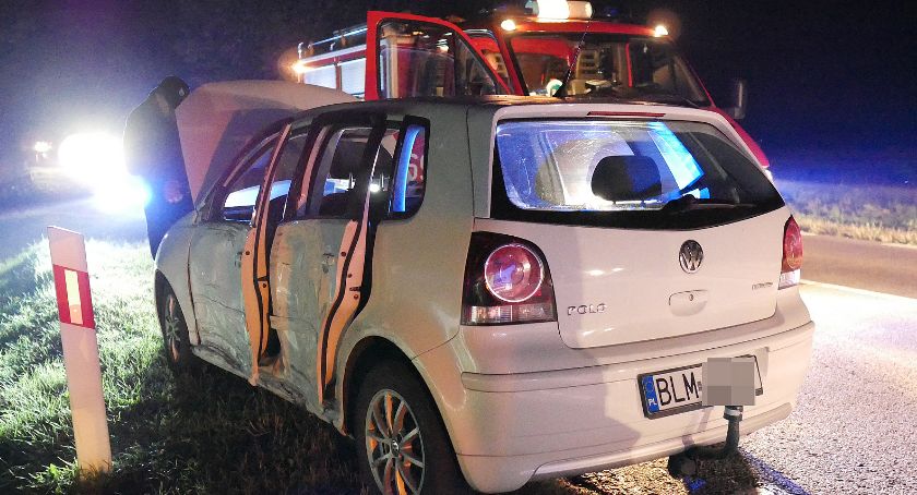 Wypadek volkswagena z ciężarówką na DK61 [FOTO]