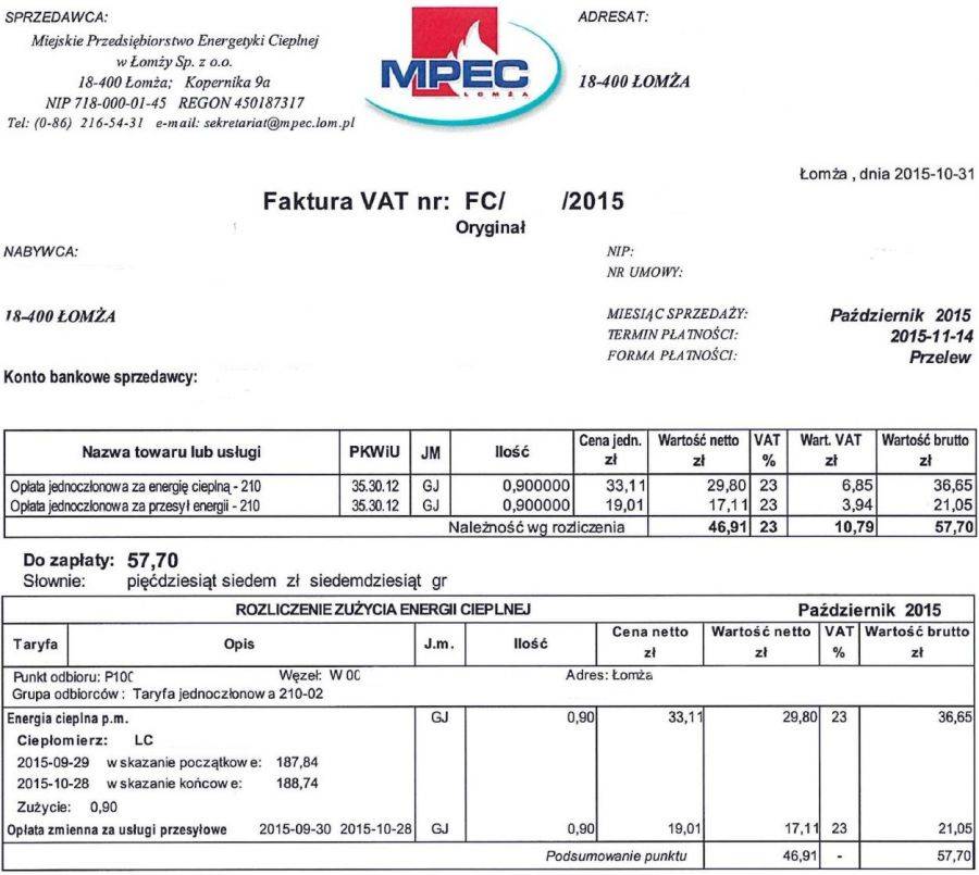 O co chodzi w fakturze za ciepło?