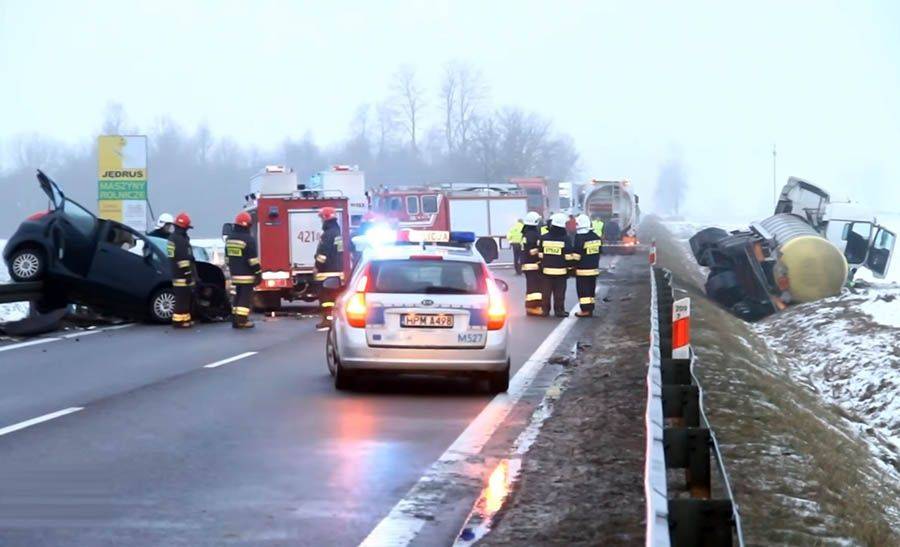 Śmiertelny wypadek na DK61 [VIDEO]