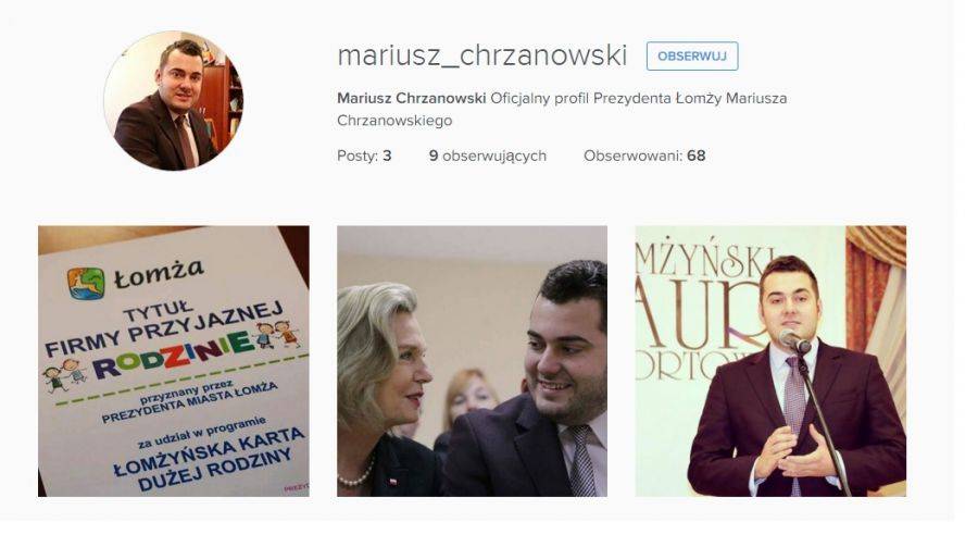 Prezydent Chrzanowski na Instagramie 