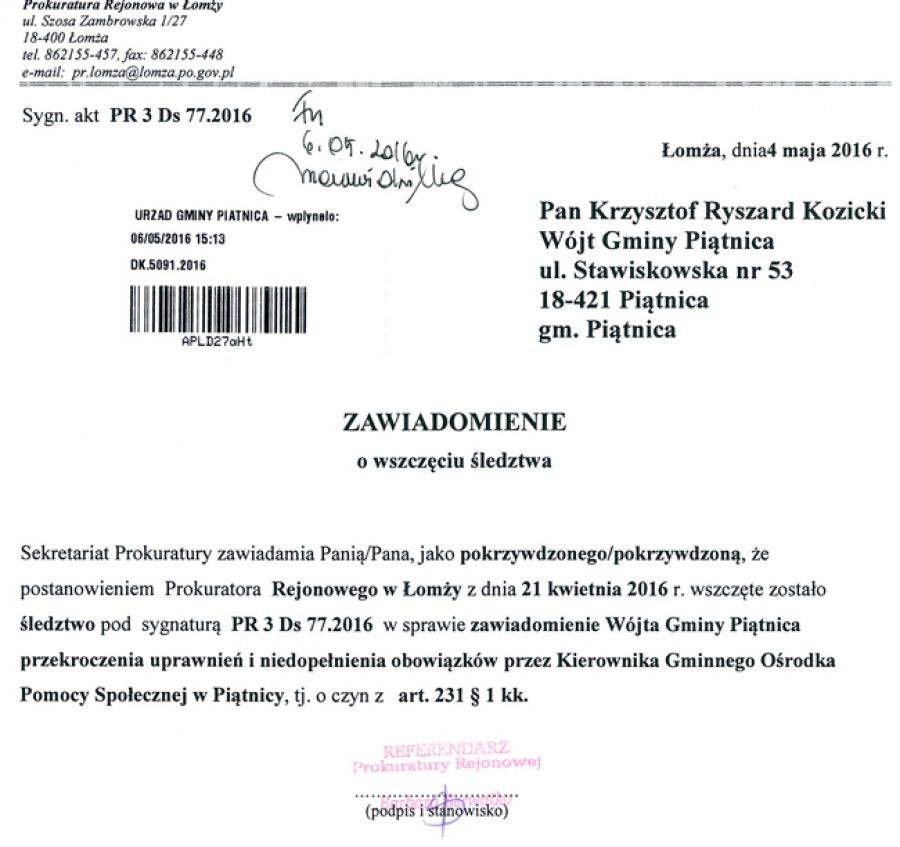 Wójt kontra była kierownik! Prokuratura wszczyna śledztwo