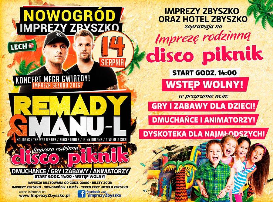Rodzinny disco piknik w niedzielę w Nowogrodzie