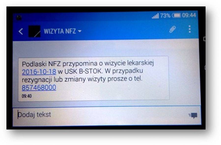 SMS przypomni o wizycie u lekarza specjalisty