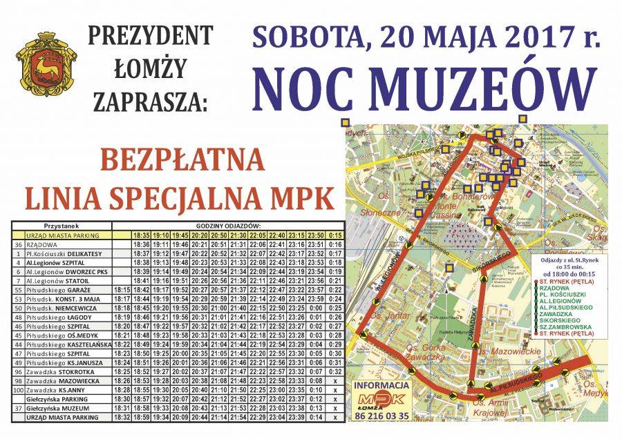 Bezpłatna linia MPK na Noc Muzeów