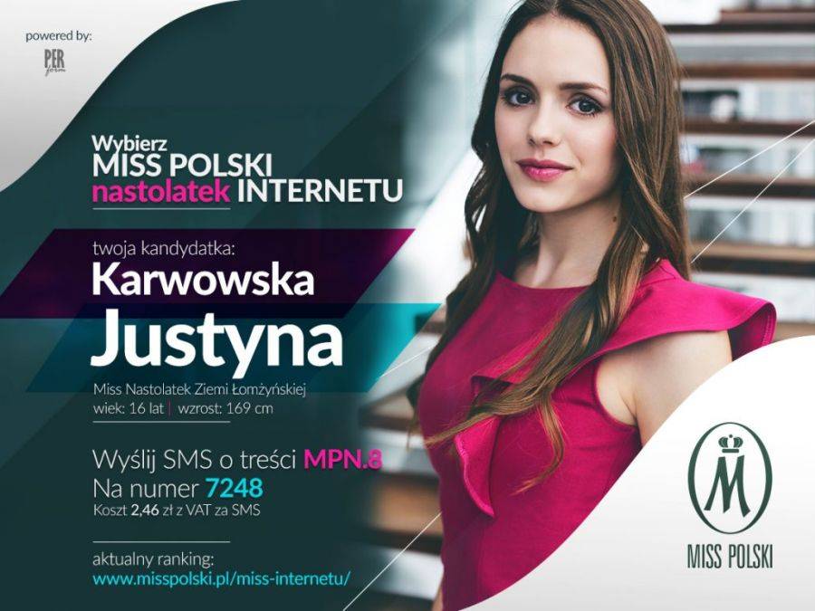 Justyna Karwowska w drugiej turze konkursu Miss Polski Internetu Nastolatek