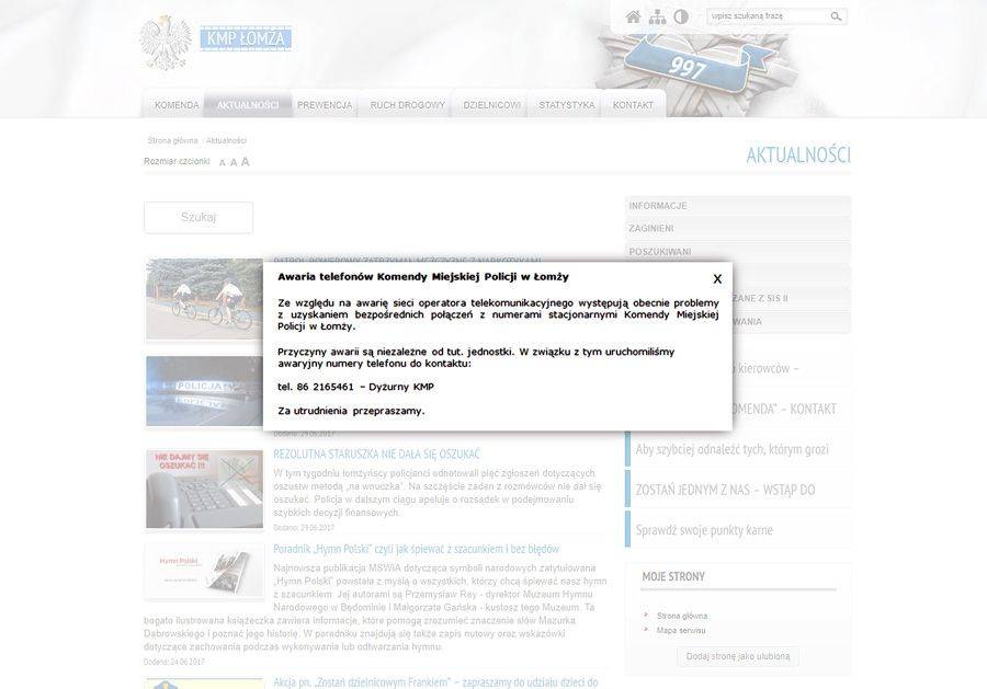 Awarie telefonów w komendach Policji