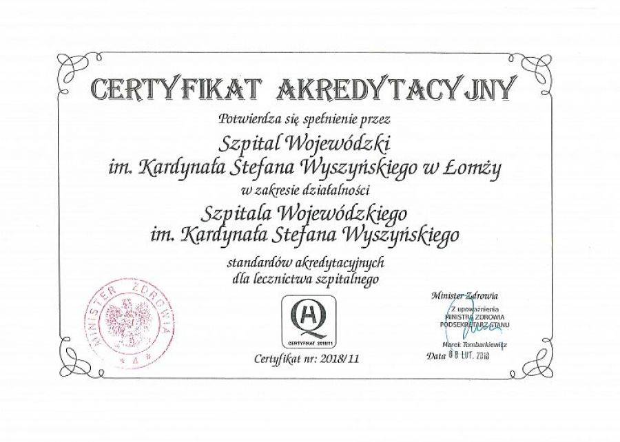 Szpital Wojewódzki w Łomży z Akredytacją Ministra Zdrowia