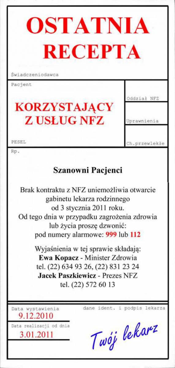 Po Nowym Roku dzwoń na pogotowie - lekarz nie przyjmie