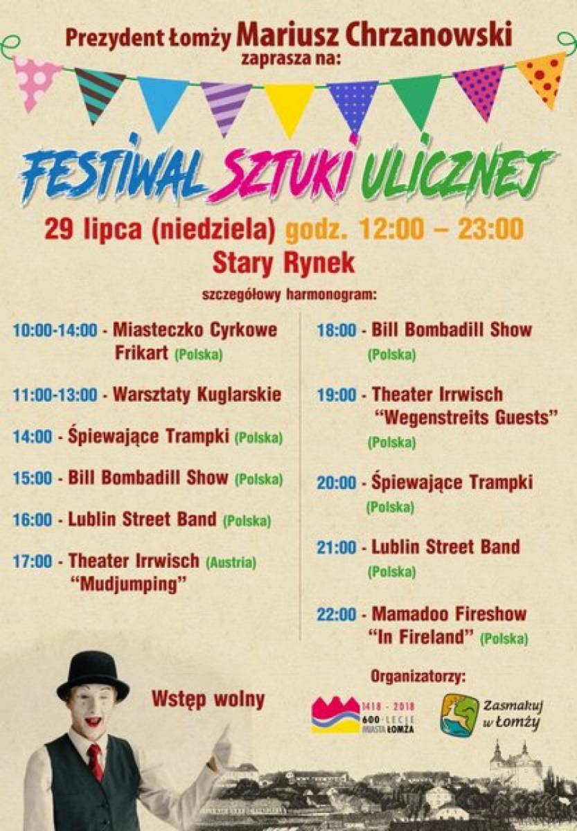 W niedzielę odbędzie się Festiwal Sztuki Ulicznej w Łomży