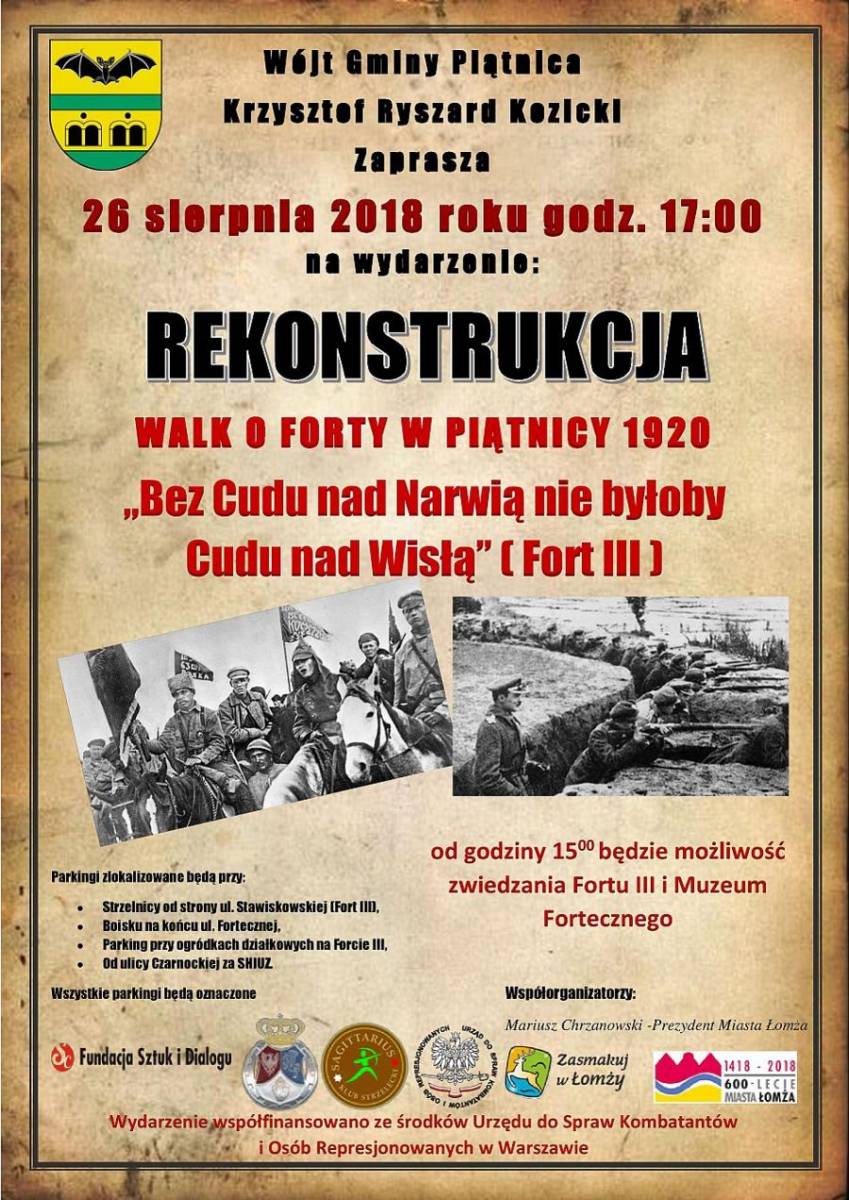 Rekonstrukcja walk obrony Łomży przed bolszewikami już w niedzielę w Piątnicy