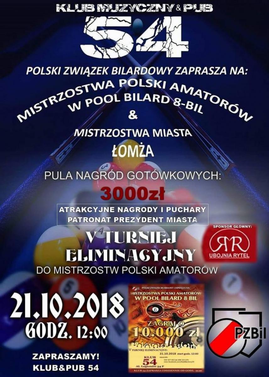 Bilardowe mistrzostwa w najbliższą niedzielę