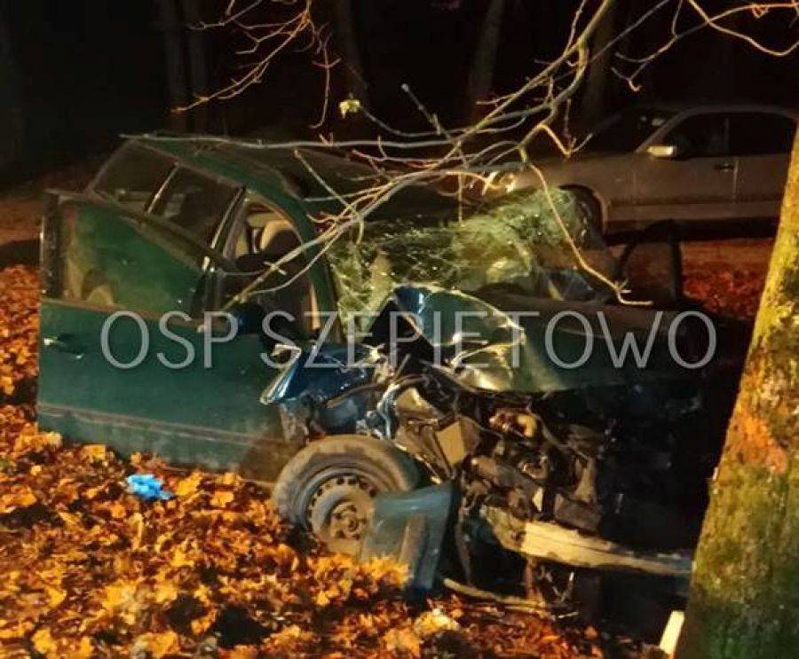 Śmierć na drodze. VW uderzył w drzewo [FOTO]