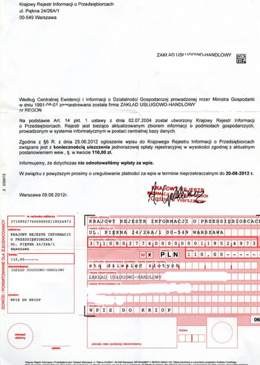Nie daj się oszukać! Wpis do rejestru nic nie kosztuje!