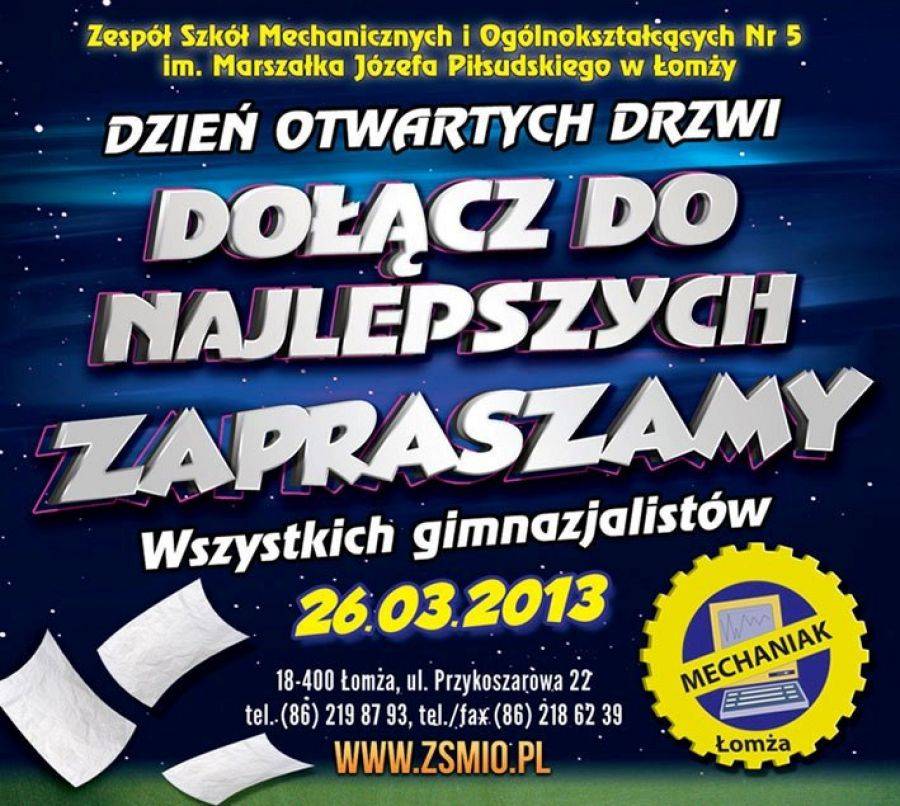 Mechaniak otwiera drzwi przed gimnazjalistami