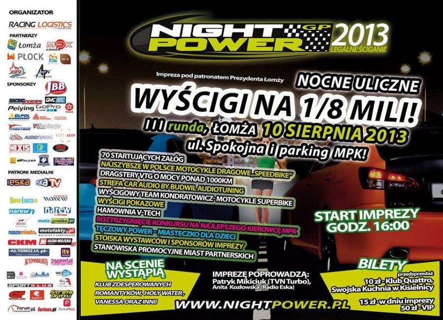 Nocne wyścigi Night Power 2013 GP coraz bliżej