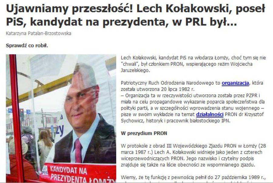 Kołakowski współpracował z PRON- donosi 