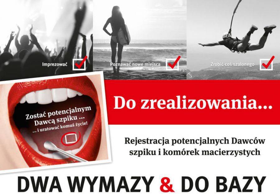 Zostań dawcą – uratuj życie! Dwa wymazy & do bazy