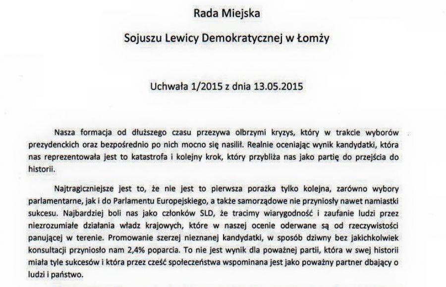 Łomżyński SLD wypowiedział się w sprawie powyborczej sytuacji partii