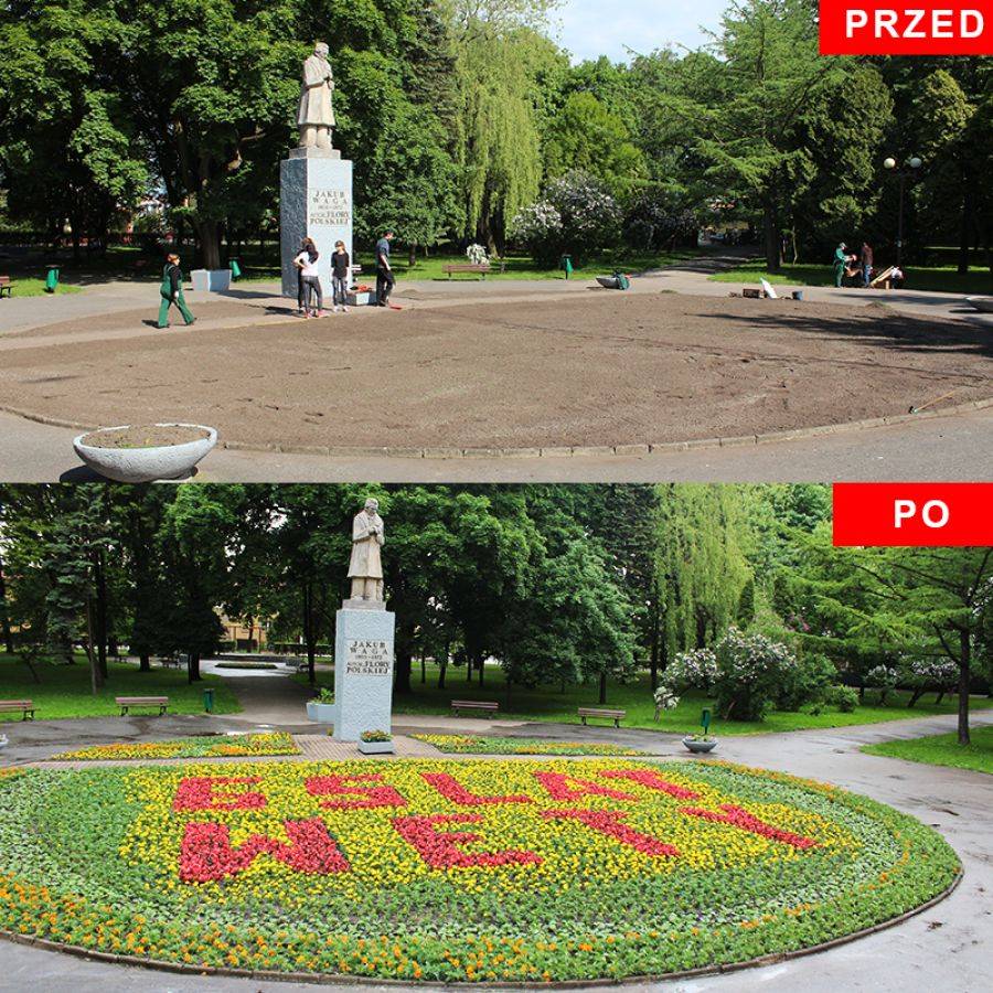 Wyjątkowy napis na wyjątkowy Jubileusz. Zobacz co zmieniło się w łomżyńskim parku! [FOTO]