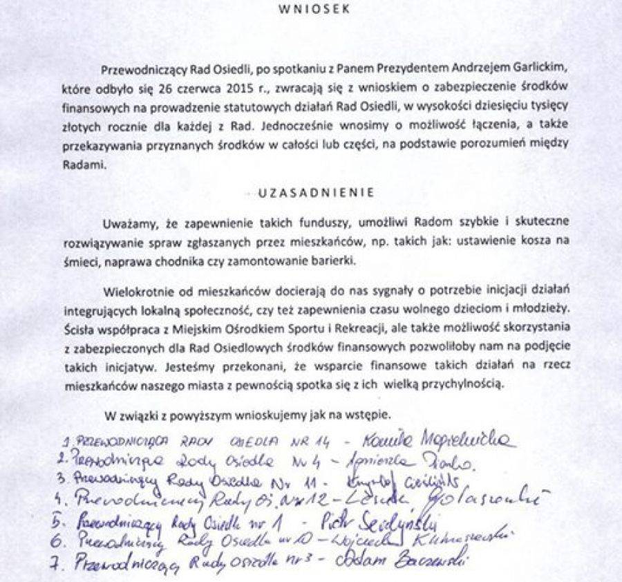 Rady osiedli chcą dysponować własnymi funduszami