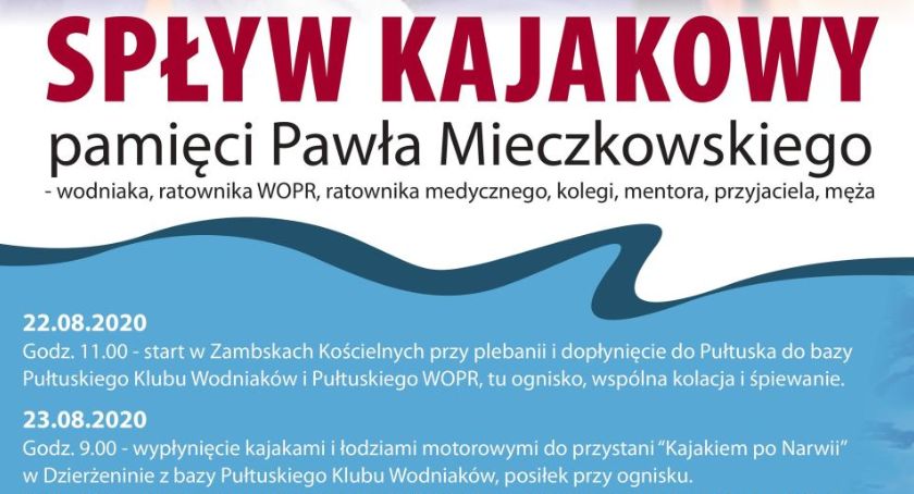 Spływ kajakowy pamięci Pawła Mieczkowskiego - zapraszamy!