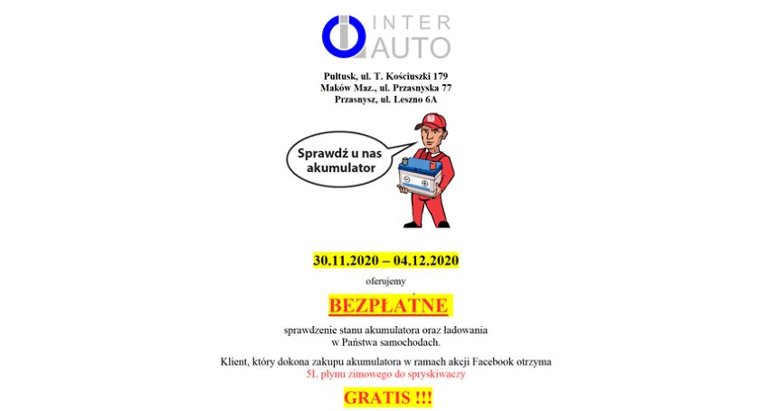 Sprawdź akumulator bezpłatnie!