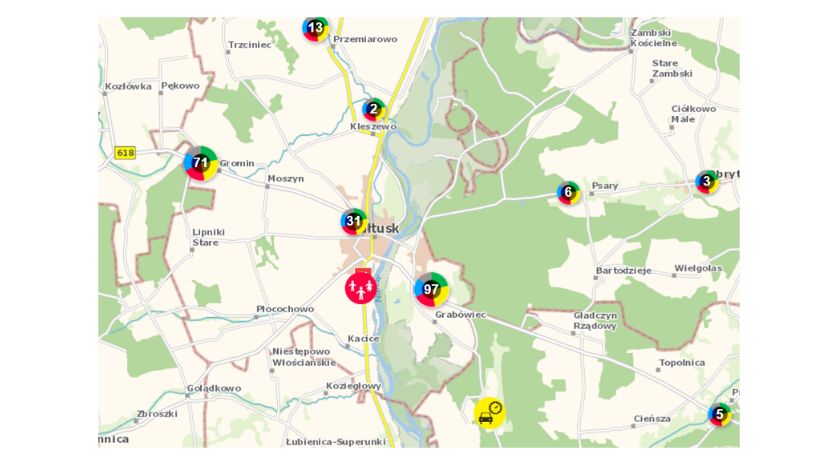 Krajowa Mapa Zagrożeń w powiecie pułtuskim w 2020 roku