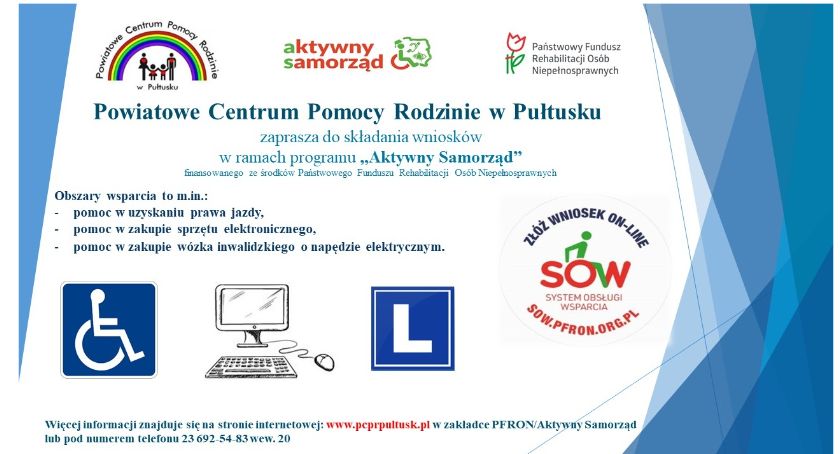 AKTYWNY SAMORZĄD - PCPR zaprasza do udziału w projektach