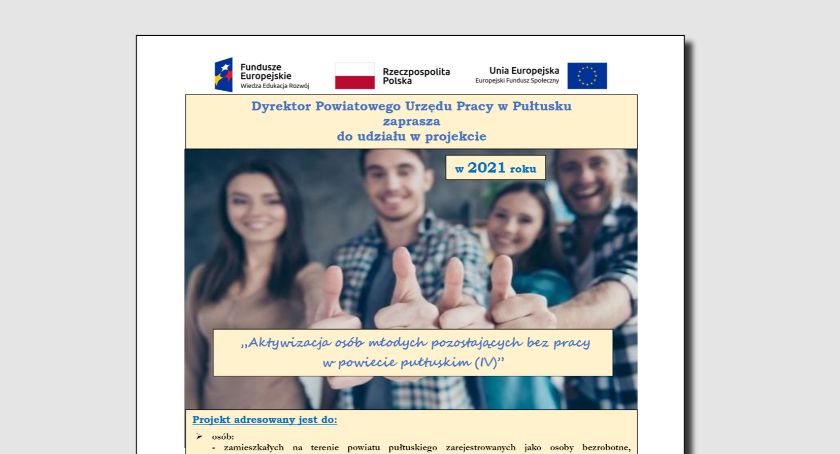 Ogłoszenie Powiatowego Urzędu Pracy w Pułtusku