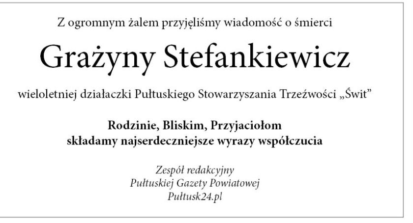 Zmarła Grażyna Stefankiewicz