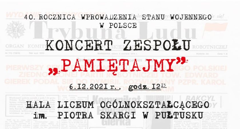 40. rocznica wprowadzenia stanu wojennego - ZAPROSZENIE NA KONCERT