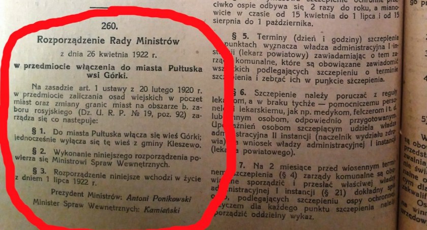 Setna rocznica powiększenia obszaru Pułtuska