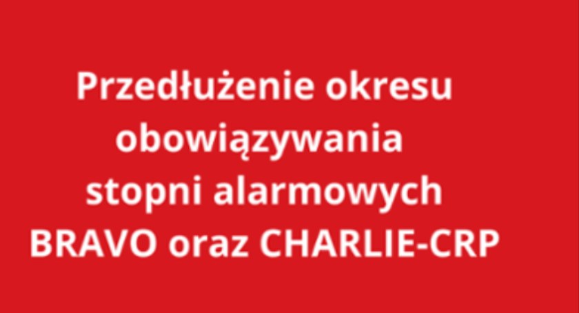 Przedłużenie stopni alarmowych BRAVO oraz CHARLIE-CRP