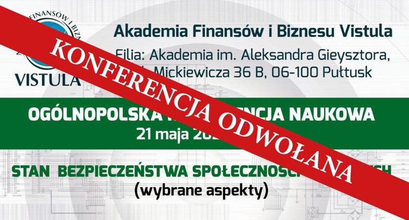 Zmiana terminu Ogólnopolskiej Konferencje Naukowej nt. bezpieczeństwa