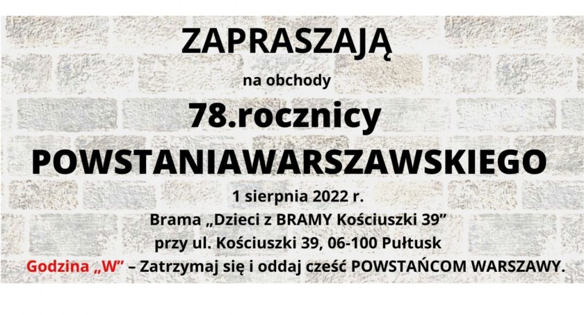 78. rocznica wybuchu Powstania Warszawskiego - ZAPROSZENIE