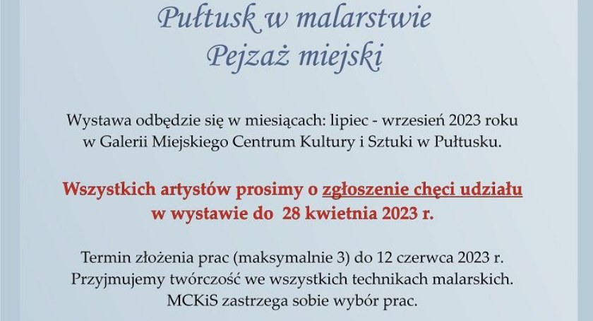 Pułtusk w malarstwie – zaproszenie do udziału w wystawie