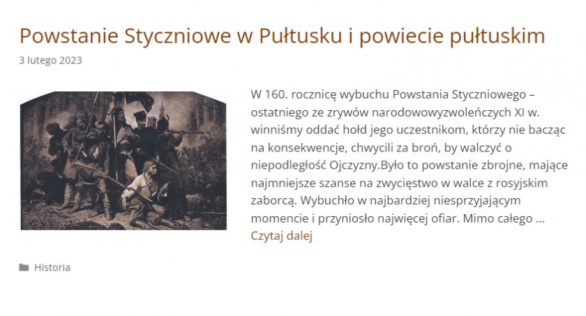 Powstanie styczniowe w Pułtusku i powiecie pułtuskim - artykuł prof. Janusza Szczepańskiego