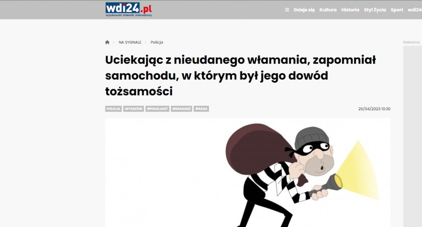 O włamywaczu z naszego powiatu, godnym Gangu Olsena, piszą w Wyszkowie