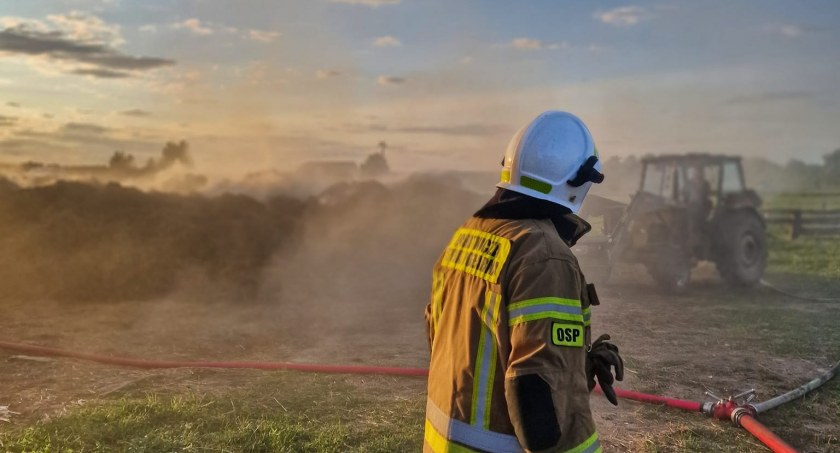 Pożar obornika na Koziej Farmie w Strzegocinie