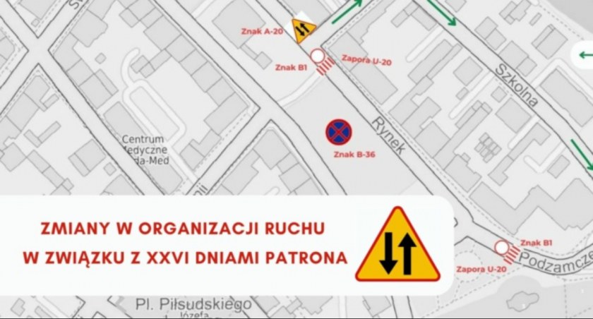 Zmiany w organizacji ruchu w związku z XXVI Dniami Patrona