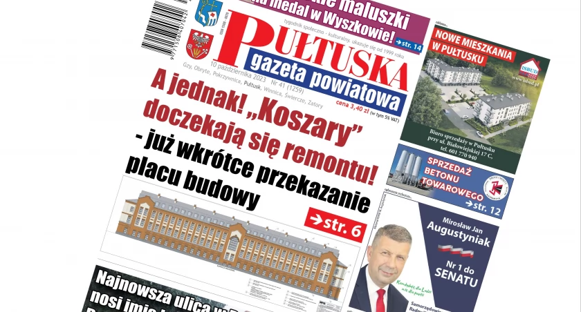Najnowszy, 41 numer Pułtuskiej Gazety Powiatowej w sprzedaży od wtorku 10 października, a w nim: