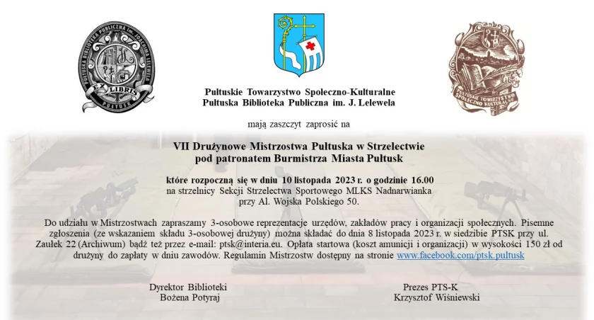 VII Drużynowe Mistrzostwa Pułtuska w Strzelectwie - ZAPROSZENIE