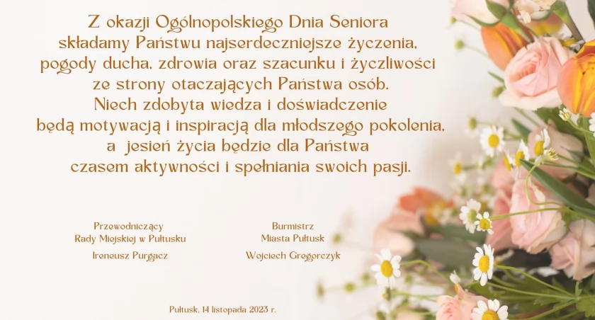 Życzenia z okazji Ogólnopolskiego Dnia Seniora
